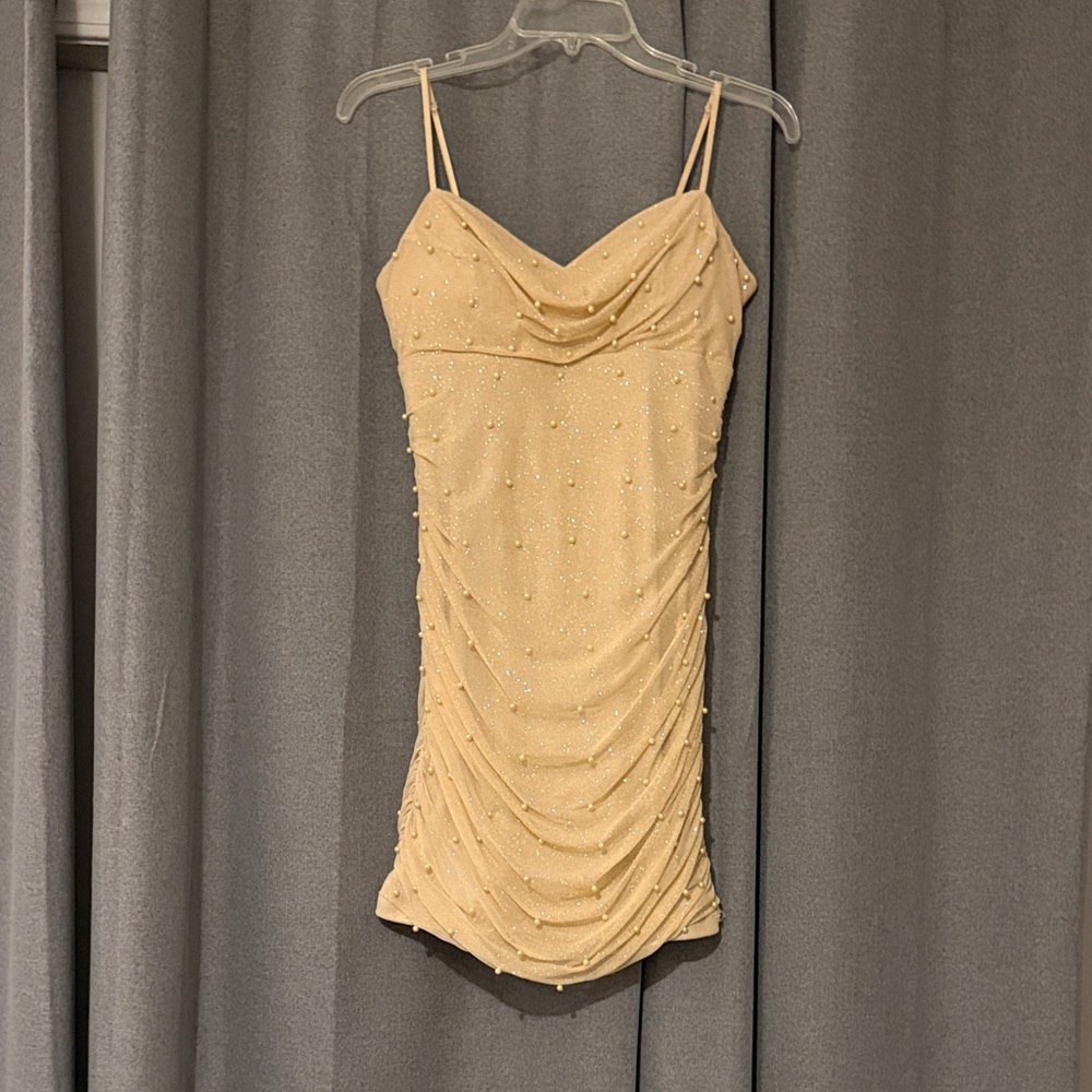Elegant Beaded Spaghetti Strap Dress